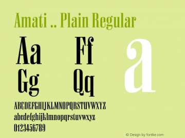 Amati .. Plain Regular Unknown Font Sample