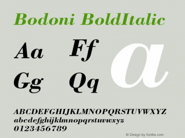 Bodoni BoldItalic Version 003.001图片样张