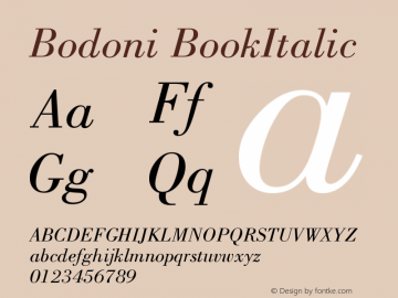 Bodoni BookItalic Version 003.001图片样张