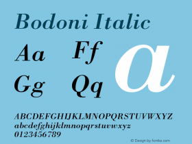 Bodoni Italic Version 003.001 Font Sample