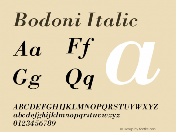 Bodoni Italic Version 003.001 Font Sample