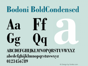 Bodoni BoldCondensed Version 003.001 Font Sample