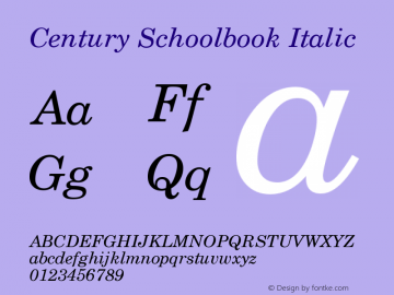 Century Schoolbook Italic Version 003.001图片样张