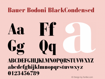 Bauer Bodoni BlackCondensed Version 003.001 Font Sample