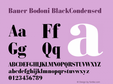 Bauer Bodoni BlackCondensed Version 003.001图片样张