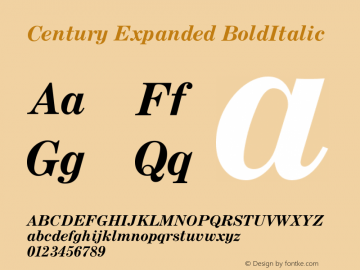Century Expanded BoldItalic Version 003.001 Font Sample