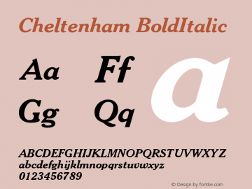 Cheltenham BoldItalic Version 003.001 Font Sample