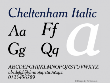 Cheltenham Italic Version 003.001 Font Sample