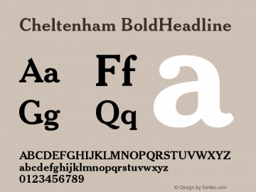 Cheltenham BoldHeadline Version 003.001 Font Sample