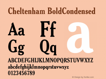 Cheltenham BoldCondensed Version 003.001 Font Sample