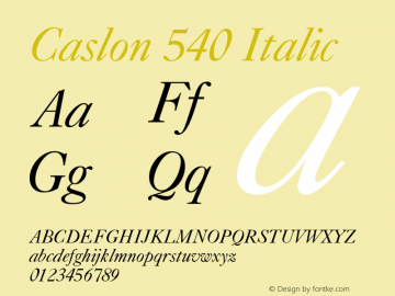 Caslon 540 Italic Version 003.001图片样张