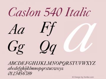 Caslon 540 Italic Version 003.001图片样张