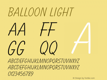 Balloon Light Version 003.001 Font Sample
