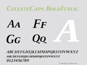 CelesteCaps BoldItalic Version 001.000 Font Sample