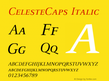 CelesteCaps Italic Version 001.000 Font Sample