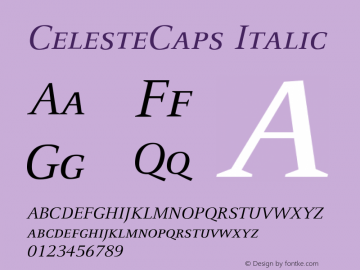 CelesteCaps Italic Version 001.000 Font Sample