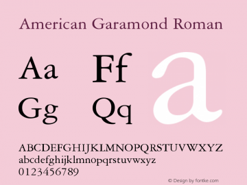 American Garamond Roman Version 003.001 Font Sample