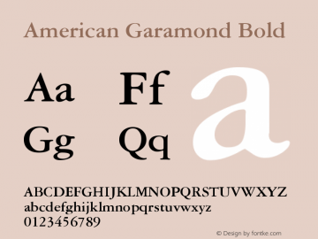 American Garamond Bold Version 003.001 Font Sample