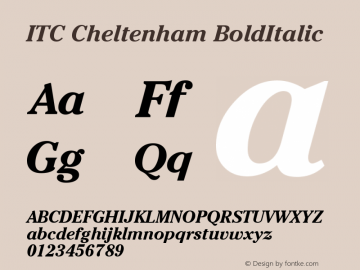 ITC Cheltenham BoldItalic Version 003.001 Font Sample