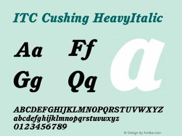 ITC Cushing HeavyItalic Version 003.001图片样张