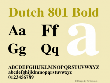Dutch 801 Bold Version 003.001 Font Sample