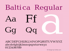 Baltica Regular Converted from d:\windows\system\BLT55___.TF1 by ALLTYPE Font Sample