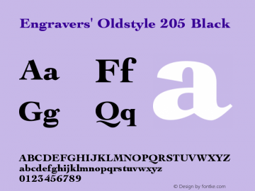 Engravers' Oldstyle 205 Black Version 003.001 Font Sample