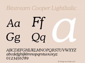 Bitstream Cooper LightItalic Version 003.001图片样张