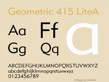 Geometric 415 LiteA Version 003.001 Font Sample