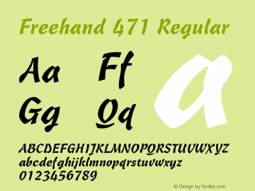 Freehand 471 Regular Version 003.001 Font Sample