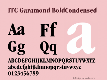 ITC Garamond BoldCondensed Version 003.001 Font Sample