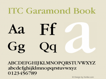 ITC Garamond Book Version 003.001 Font Sample