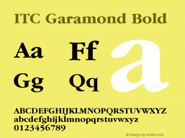 ITC Garamond Bold Version 003.001 Font Sample