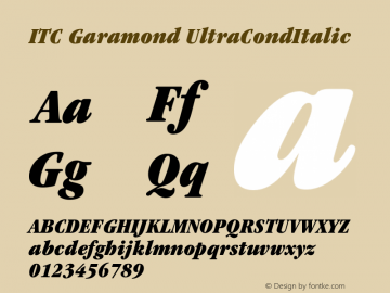 ITC Garamond UltraCondItalic Version 2.0-1.0 Font Sample