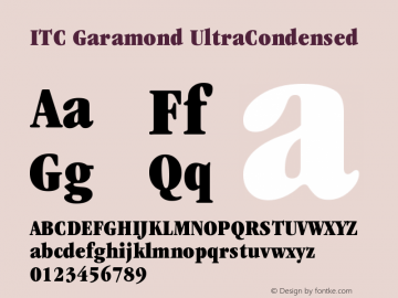 ITC Garamond UltraCondensed Version 2.0-1.0 Font Sample