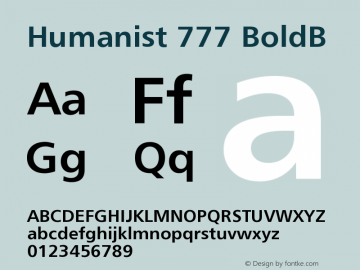 Humanist 777 BoldB Version 003.001 Font Sample