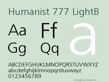 Humanist 777 LightB Version 003.001 Font Sample