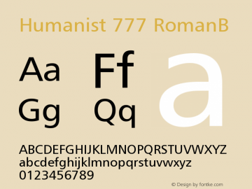 Humanist 777 RomanB Version 003.001 Font Sample