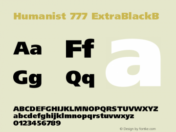 Humanist 777 ExtraBlackB Version 003.001 Font Sample