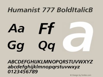 Humanist 777 BoldItalicB Version 003.001图片样张