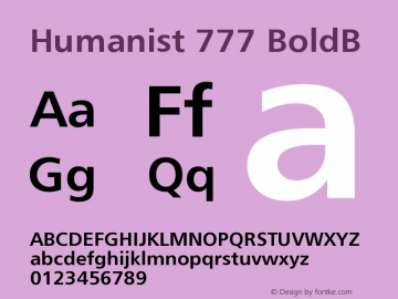 Humanist 777 BoldB Version 003.001 Font Sample