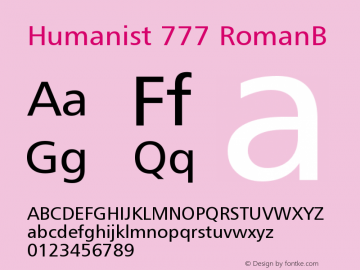 Humanist 777 RomanB Version 003.001 Font Sample
