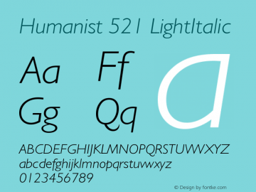 Humanist 521 LightItalic Version 003.001图片样张