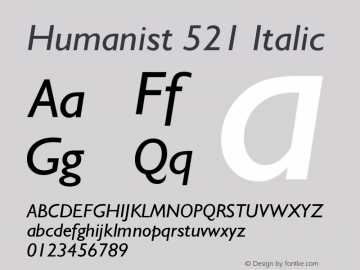 Humanist 521 Italic Version 003.001图片样张