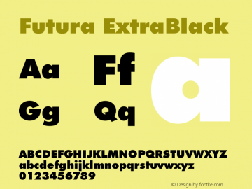 Futura ExtraBlack Version 003.001 Font Sample