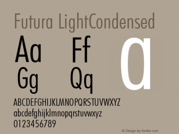 Futura LightCondensed Version 003.001 Font Sample