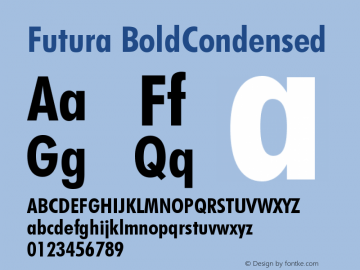 Futura BoldCondensed Version 003.001 Font Sample