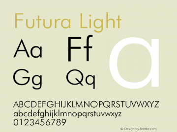 Futura Light Version 003.001 Font Sample