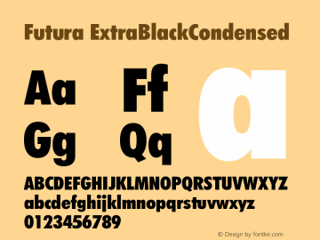 Futura ExtraBlackCondensed Version 003.001 Font Sample