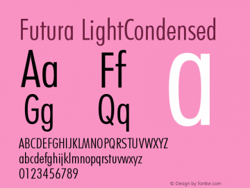 Futura LightCondensed Version 003.001 Font Sample